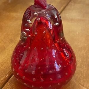 Vintage Red Pear Shaped Paperweight
